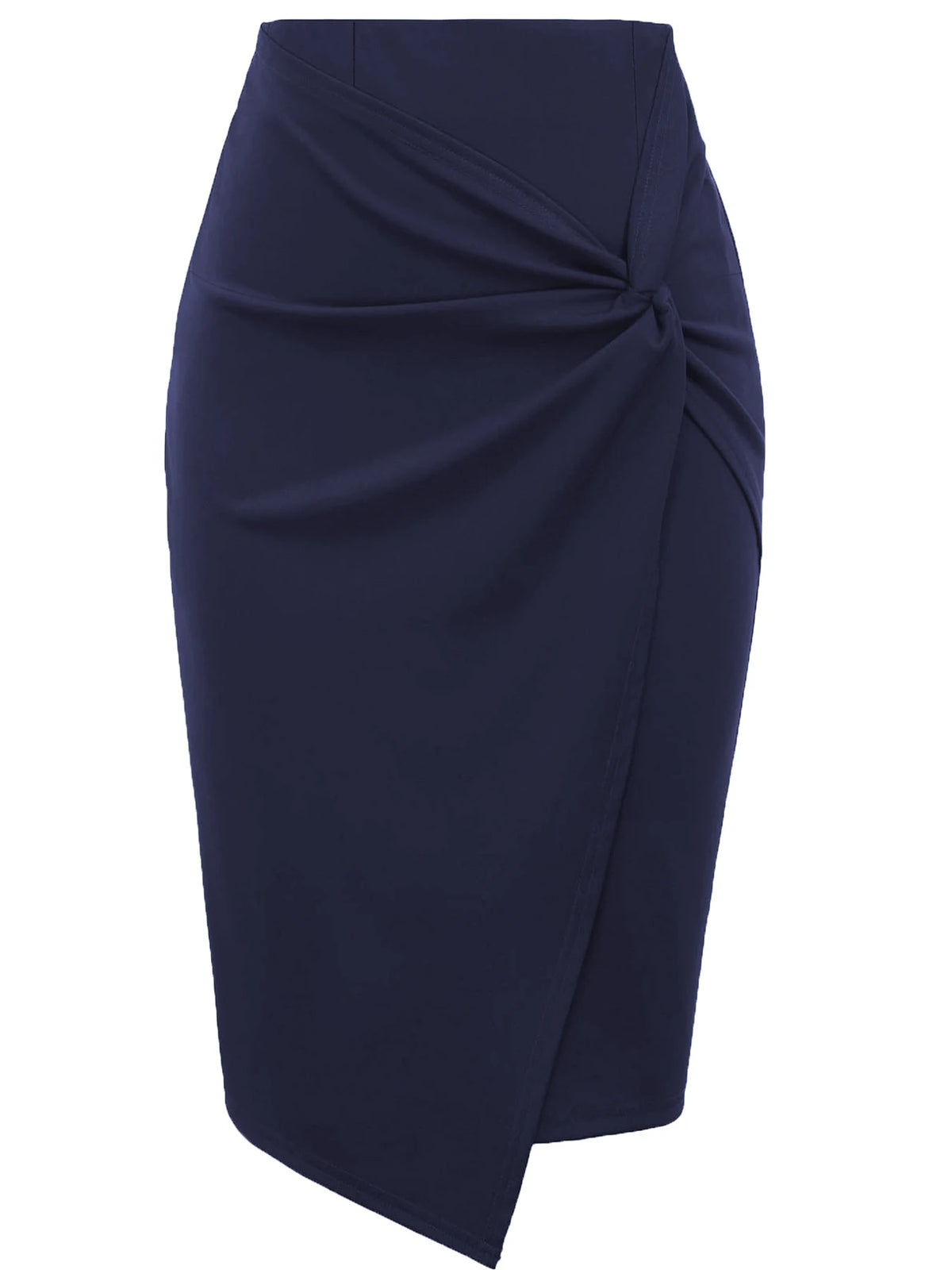 Women Wear to Work Pencil Skirts for Women Elastic High Waist Wrap Twist Front Knee Length Bodycon Skirt
